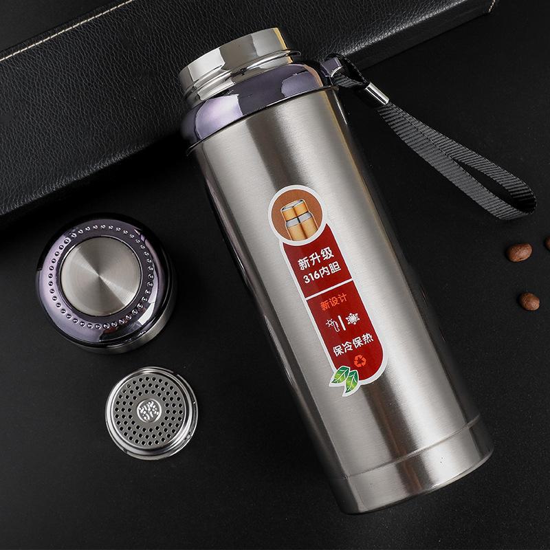 316 Stainless Steel Large Capacity Travel Thermos with Portable Sling