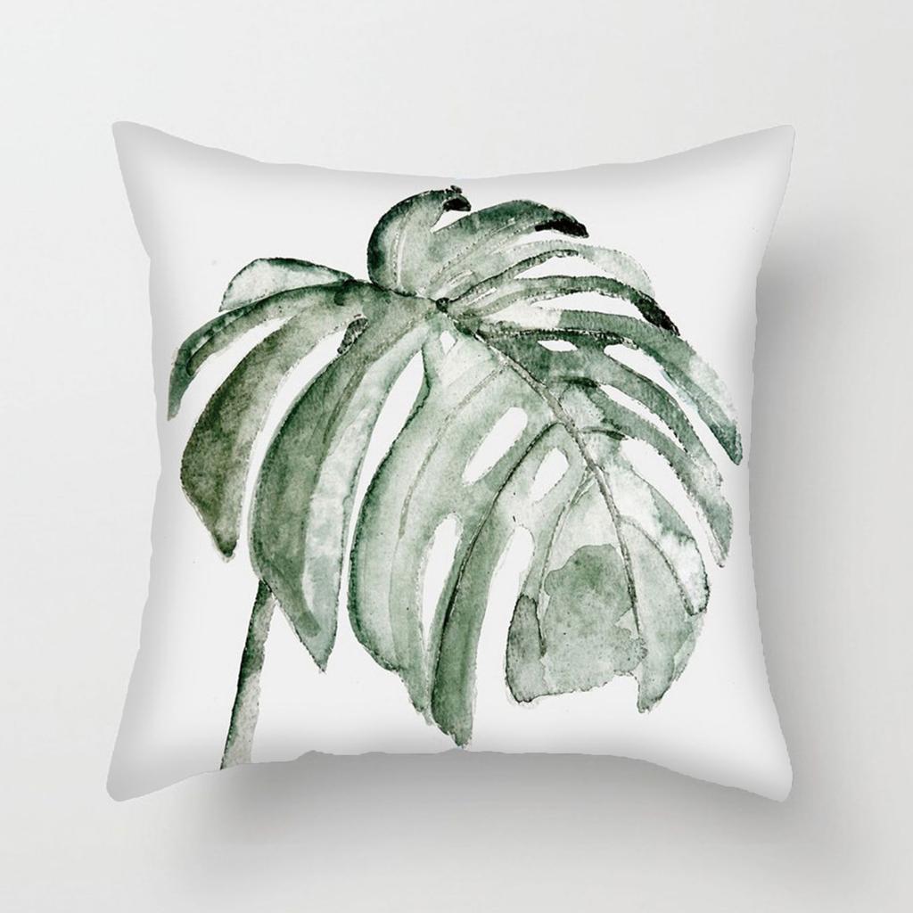 Simple Fresh Leaf Pattern Print Cover Car Sofa Cushion Cover Luxury Home Decoration Cushion Cover