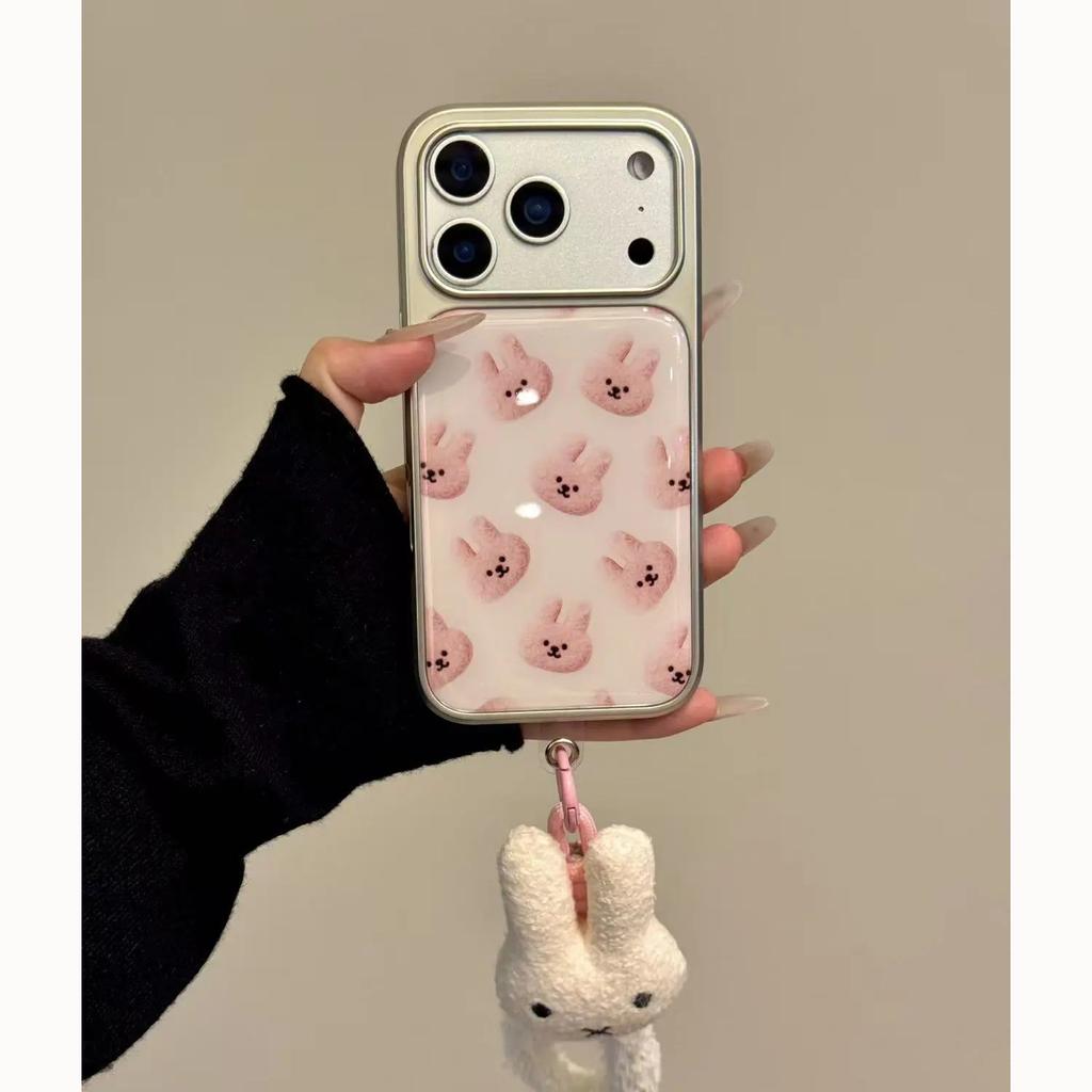 Girl pink rabbit applies to Apple iPhone17Promax mobile phone case 16 Epoxy water condensation 15 hand rope 14 cute