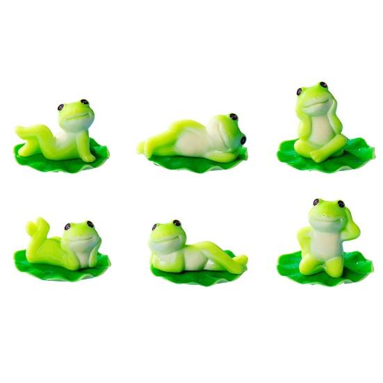 6 Pcs Miniature Resin Frog Statue Cute Lying Sitting Frog Sculpture for Fairy Garden