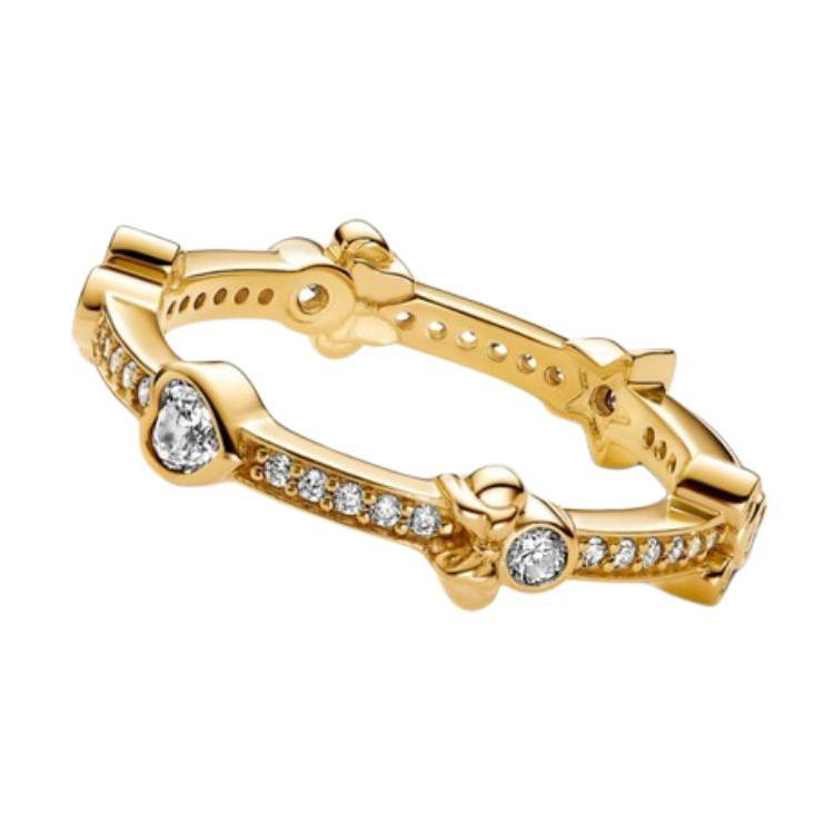Pandora Curved Design Square Cubic Zirconia Ring Women rings Gold 162957C01 Box,52mm