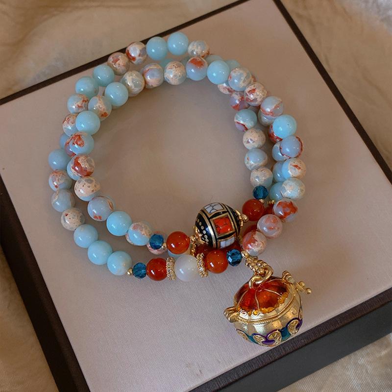 

Ожерелье-подвеска в виде печи для пилюль из стекла с бисером, легкая роскошь, нишевый дизайн, цепочка для ключицы, персонализированное украшение в национальном стиле