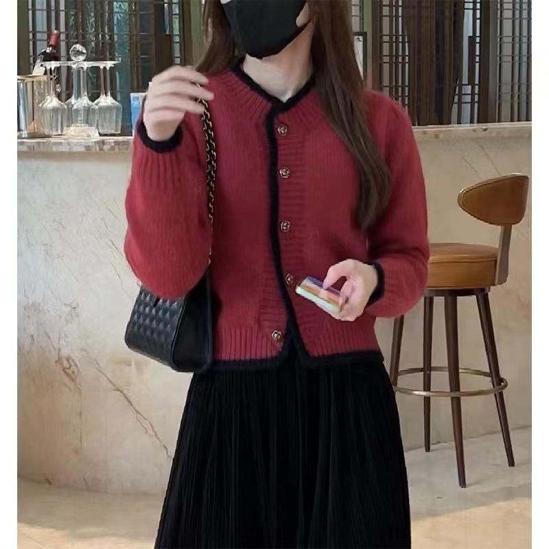 

Корейский высококачественный свитер Sense нишевого дизайна, кардиган 2023, осень и зима, красный интернет-красный нежный стильный топ, женский свитер One Size красный