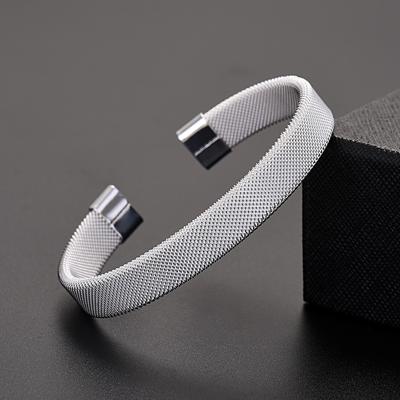Fine argento sterling 925 di alta qualità moda argento maglia donna solido signora braccialetto gioielli fascino polsino gioielli braccialetto da uomo