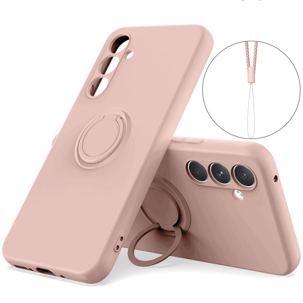 For Samsung Galaxy S25 FE Silicone Case with Strap Ring Kickstand Phone Cover