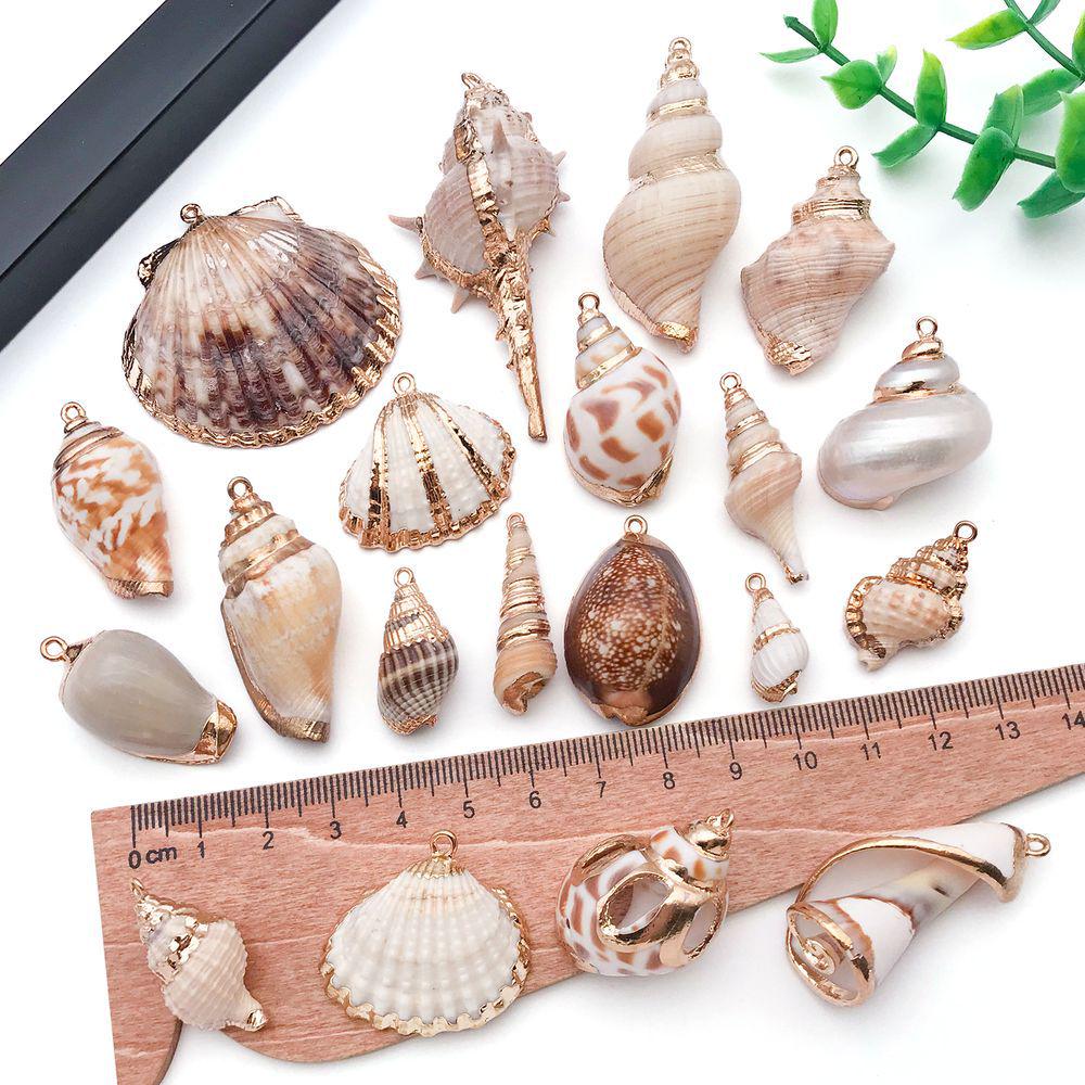 White & Yellow Electroplated Ocean Shell Conch Pendant Charm for DIY Jewelry