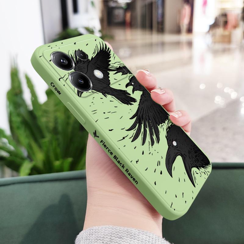 

Black Blood Crow Phone Case For Xiaomi Poco F8 F7 X7 X6 F6 M6 M5 M5S F5 X5 F4 X4 M4 F3 X3 Ultra Pro GT Silicone Cover Poco X6 светло-зеленый