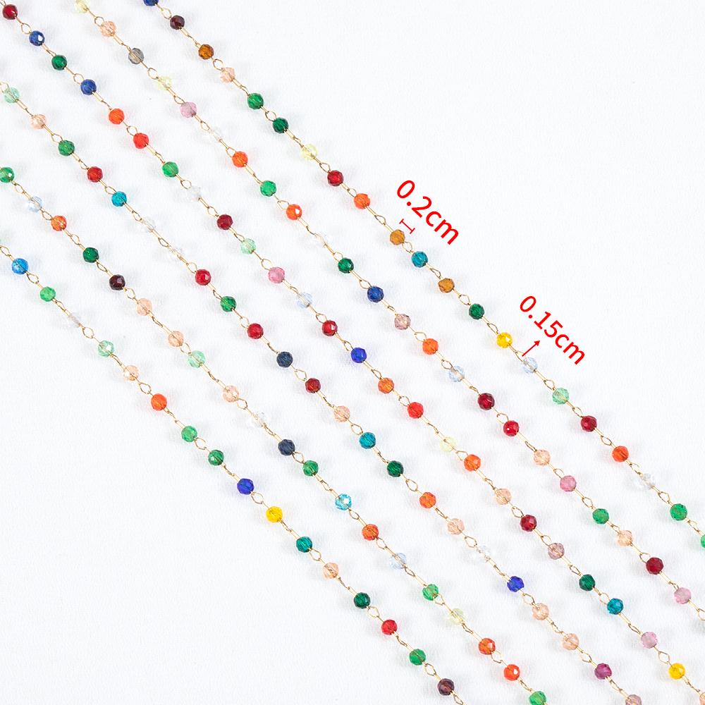 

2Meters 1Meter Stainless Steel Thin Chain Colorful Crystal Beaded Chains for DIY Necklace Bracelet Cloth Chain Jewelry Findings 1 meter
