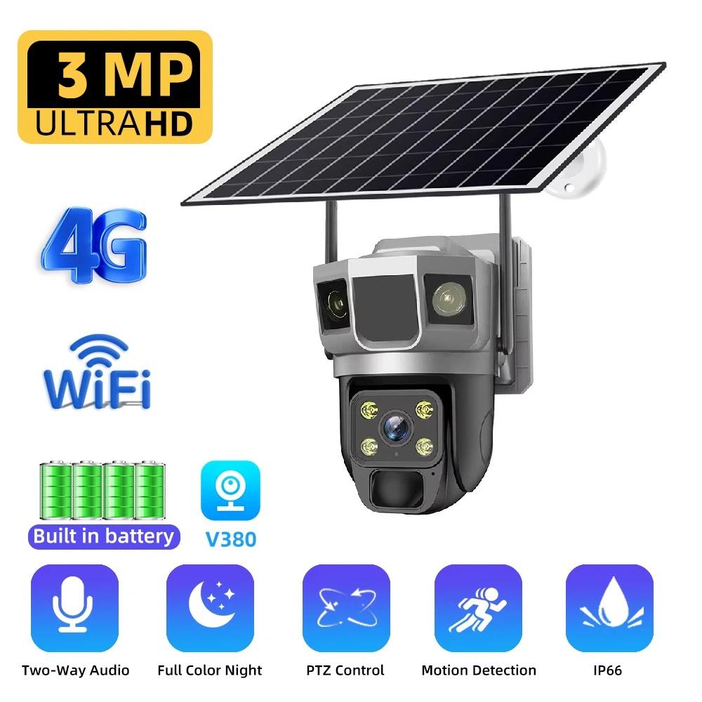 Güneş Enerjili Gözetim AOV Tam Renkli Gece Görüşü Dış Mekan Su Geçirmez 24 Saat Kayıt Güneş Enerjili Kamera