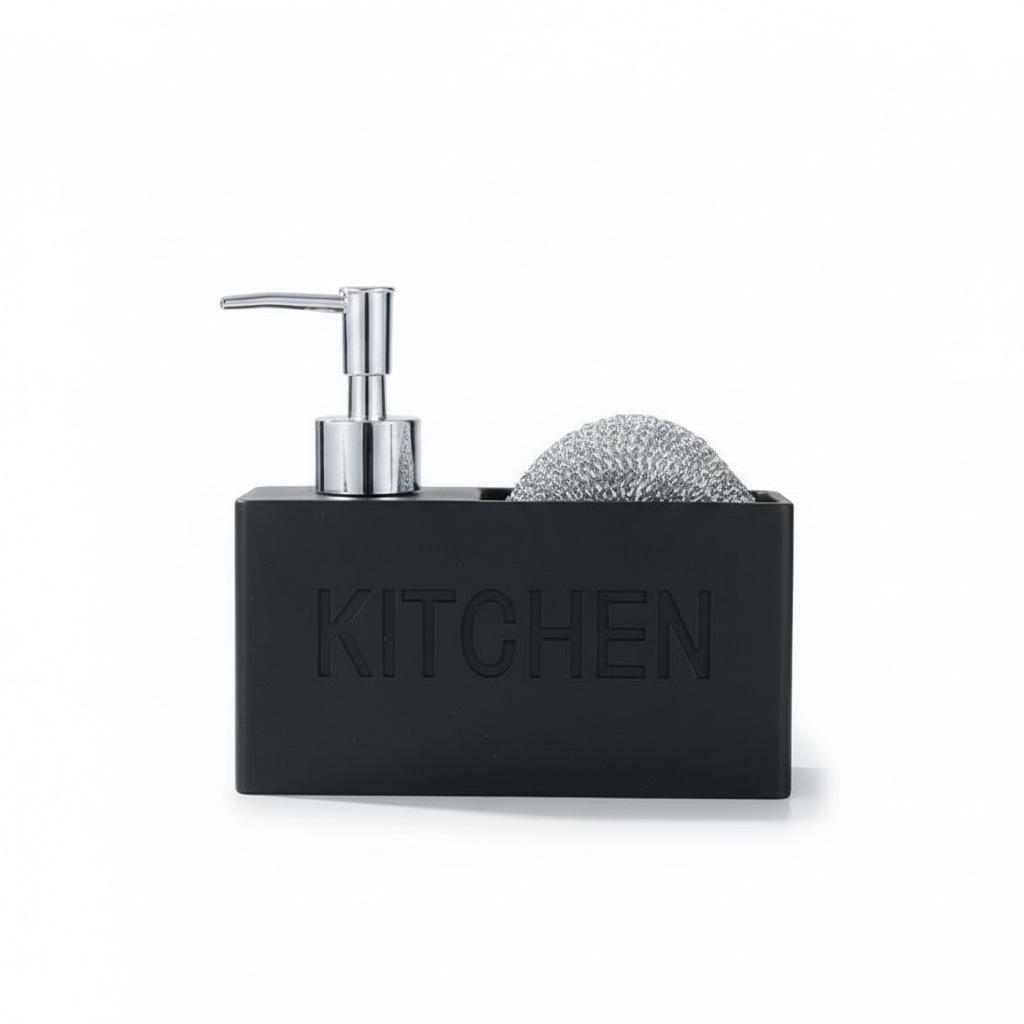 Dispenser Bianco in Resina per Sapone da Cucina e Igienizzante Mani con Porta Spugna