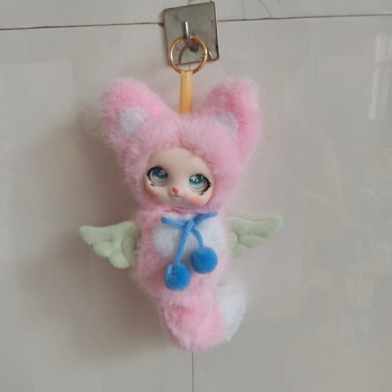 Kawaii Angel Plush Doll Keychain Vinyl Face Cartoon Character Pendant Angel Wings Bag Charm Collectible Gift For Girls