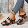 Fashion European American Sandals for Women 2024 Summer New Casual Coarse Heel Large One Word Comfortable Cool Slippers Zapatos De Mujer