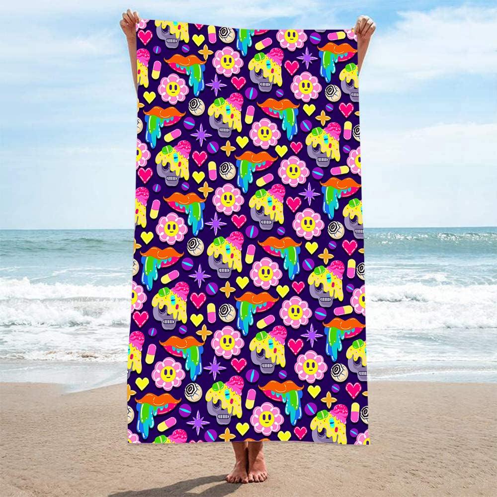Tropical Fish Coral Reef Beach Towel Underwater World Marine Life Bath Towel Sand Free Quick Dry Blanket for Summer Seaside