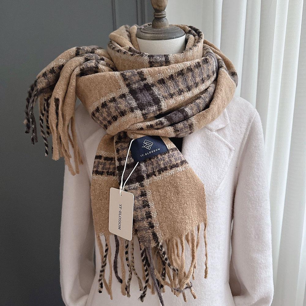 

Элегантный клетчатый кашемировый шарф для мужчин и женщин - Универсальная толстая шаль, Теплый, Ветрозащитный, Снегостойкий, Машинная стирка - Повседневный выход 200x65cm