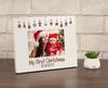 Darling Souvenir MADE WITH LOVE Personalized Wood Engraved Christmas Picture Frame, Table Top White Photo Frame (My First Christmas)