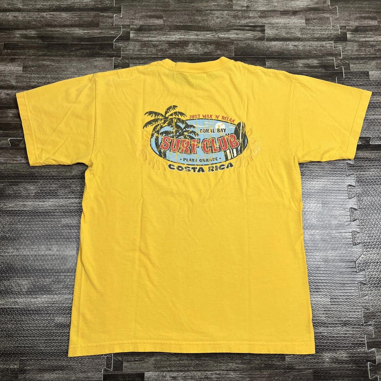 

Vintage 90s Y2K Aeropostale Surf Club Tshirt Yellow Dbl Sided Large USA Made 3XL
