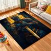 1PC Blue Armored Knight with Sword Print Carpet Rug for Living Room Bedroom Sofa Doormat Home Decor Non-slip Floor Mat