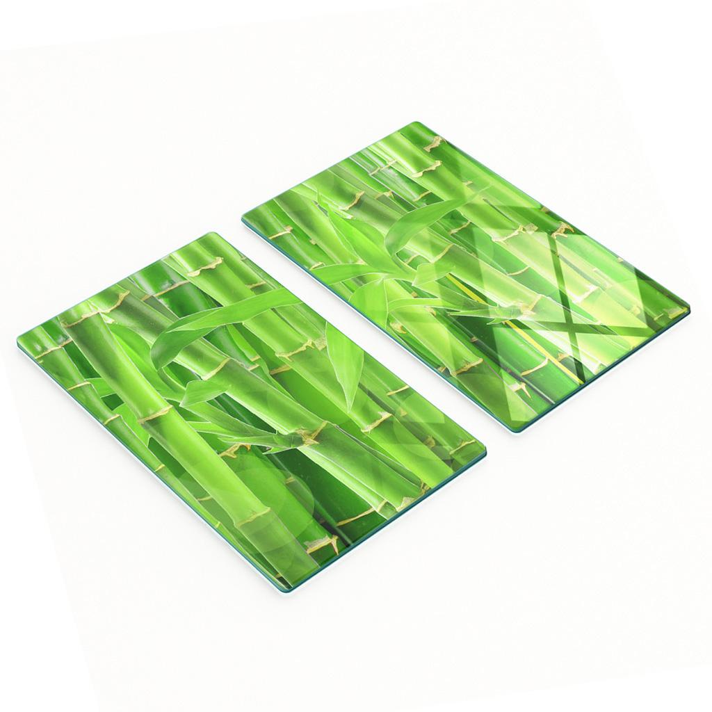 Hartowane Deski Kuchenne Szklane Z Grafiką 2 Sztuki Bambusy 2X30X52 Cm