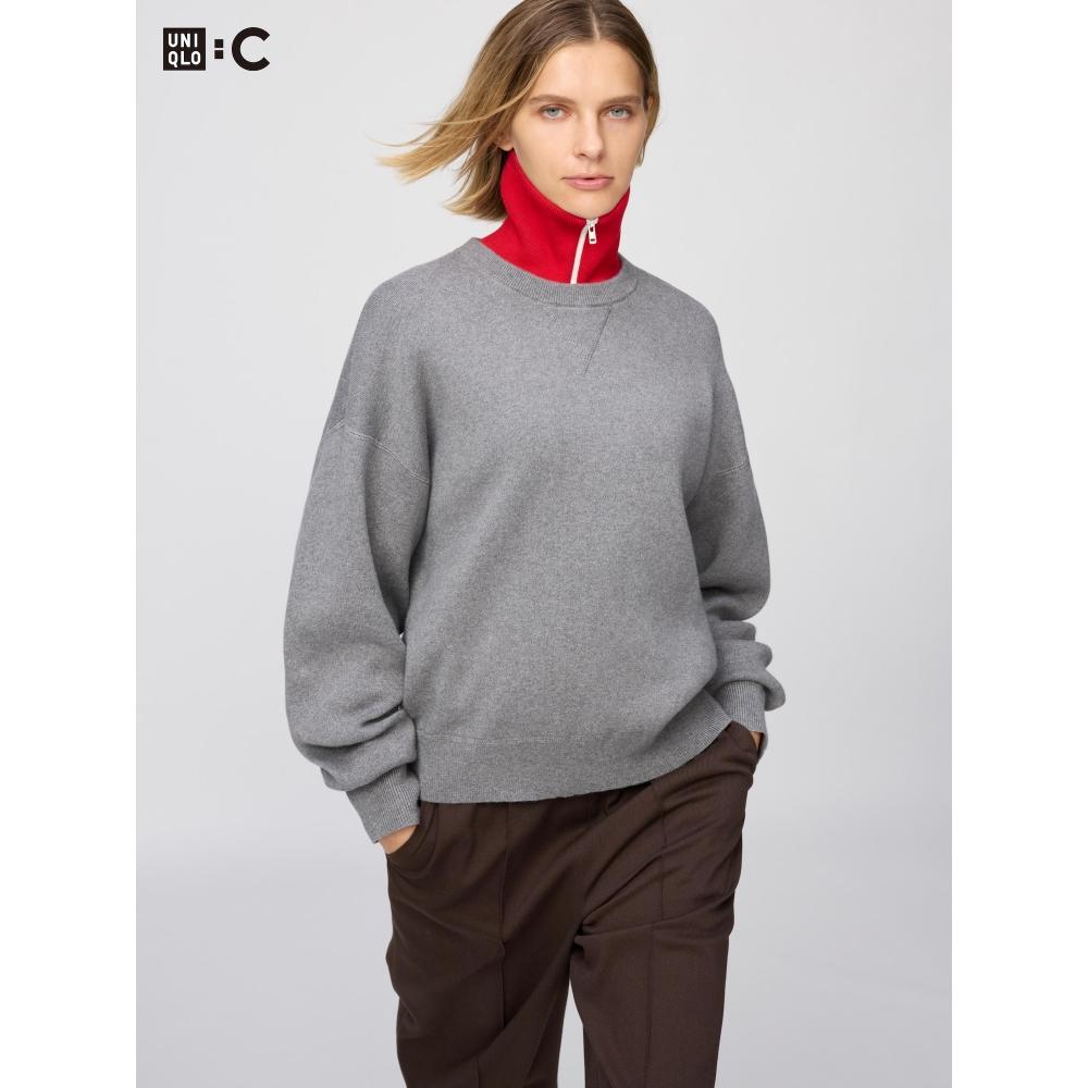 Uniqlo Suéter de Algodón Suave con Cuello Redondo de Japón