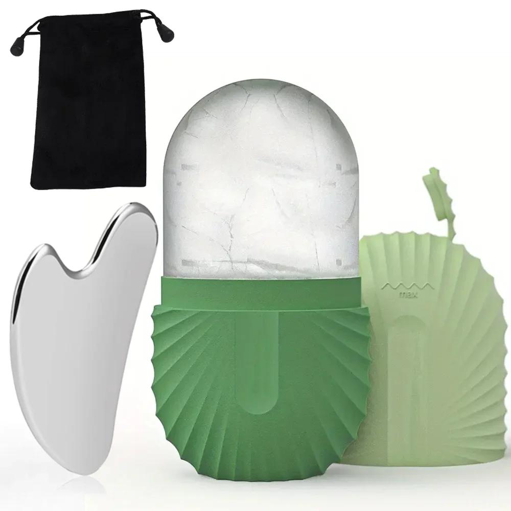 Reusable Ice Face Roller Stainless Steel Gua Sha Tool Set Skin Care Beauty Set Face Massage Roller Lifting Contouring Tools