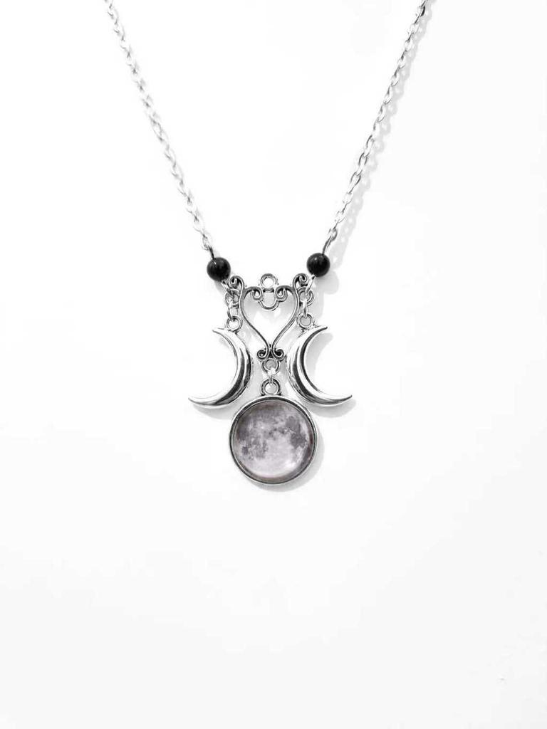 Goddess Moon Jewelry Necklace With Antiqued Zinc Alloy Pendant For Art Lovers
