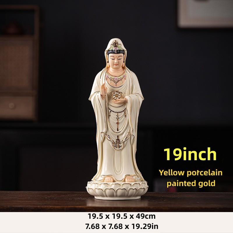 19inch Guanyin Bodhisattva Buddha Statues Ceramic Statues Avalokitesvara Buddha God HOME Shrine Altar FENG SHUI Statue