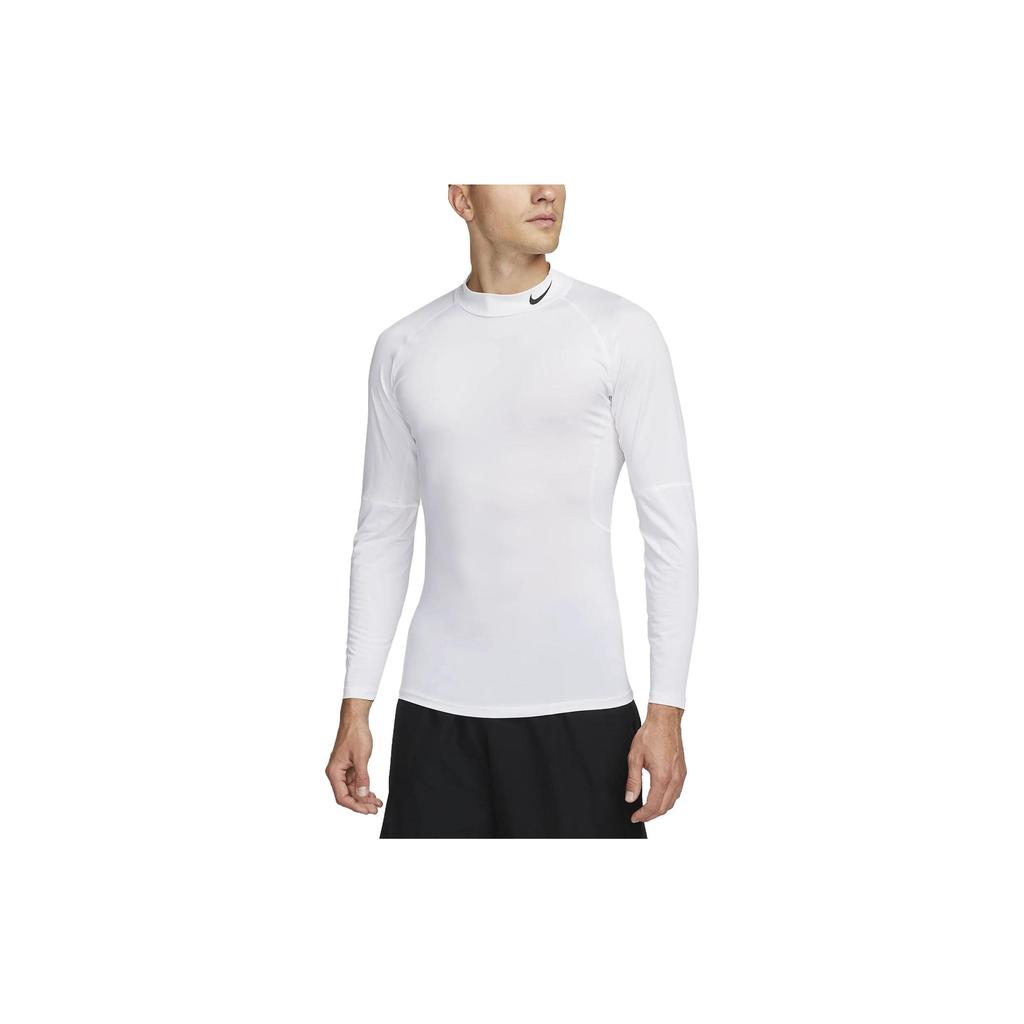 Nike Pro Logo Print Slim Fit Long Sleeve T-Shirt Men Tops White FB7908-100