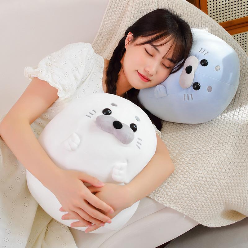 Cute Chubby Seal Dumpling Pillow Soft Cute Marine Animal White Seal Plush Doll Boy Sleeping Pillow