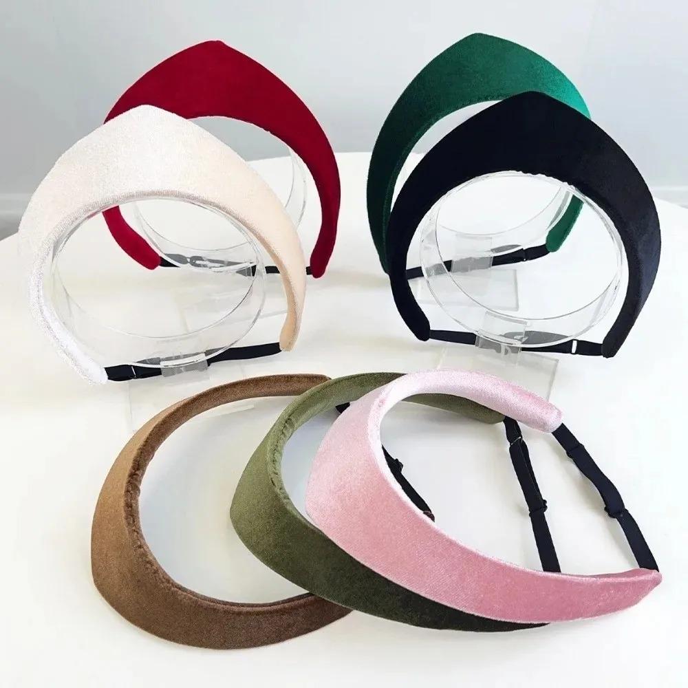 Vintage Velvet Crown Headband Temperament Crown Simple Anti Slip Adult Hair Clip Wide Edge Headband Girls Hair Styling Accessory