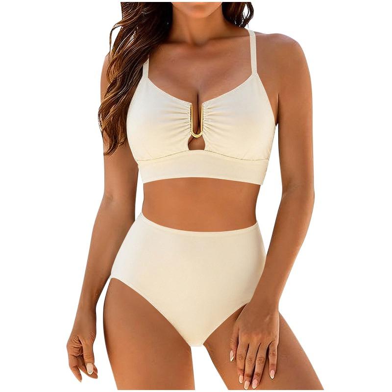 Women s Light Blue U-Ring Cutout High Waisted Two-Piece Bikini Swimsuit S белый