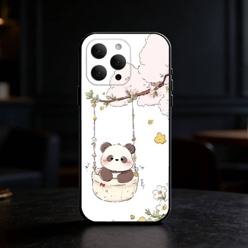 

Funny P-Pandas Phone Case For iPhone 17,16,15,14,13,12,11 Plus,Pro Max,SE4Soft Silicone Black Cover iPhone15promax