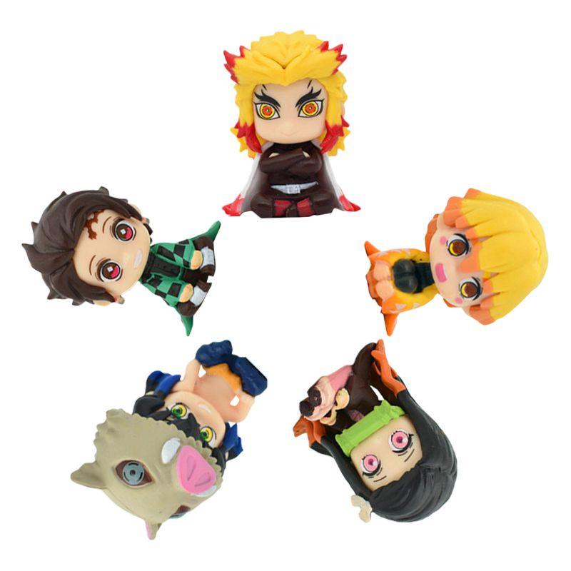Adorable 5pcs Set Of Demon Slayer Doll Ornaments Including Rengoku Kyoujurou For Fans