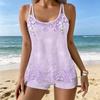 Women's Swimwear Tankini 2 Piece Swimsuit  Starry Sky Blossoms  Pattern Vacation Bathing Suits