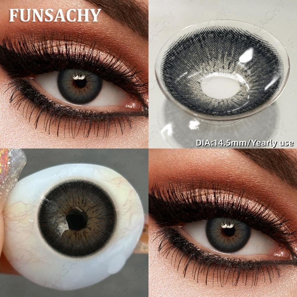 FUNSACHY 1 Pair Color Contact Lenses for Eyes Natural Softlens Lenses Cosmetic Eye Contacts Gray Pupils Yearly Lens Brown Lens