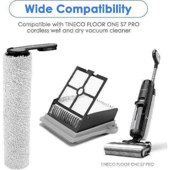 (6 Pack) Replacement Brush Rollers and HEPA Filters Compatible with Tineco Floor ONE S7 PRO/ONE S6 Smart Cordless Wet Dry Vacuum Cleaner, Replacement