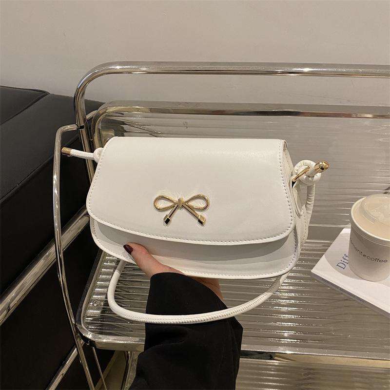 Trend Bow Korean Version Ins Style Casual Armpit Bag Women's Foreign Style Fashion Solid Color Light Luxury Foreign Style Shoulder Bag