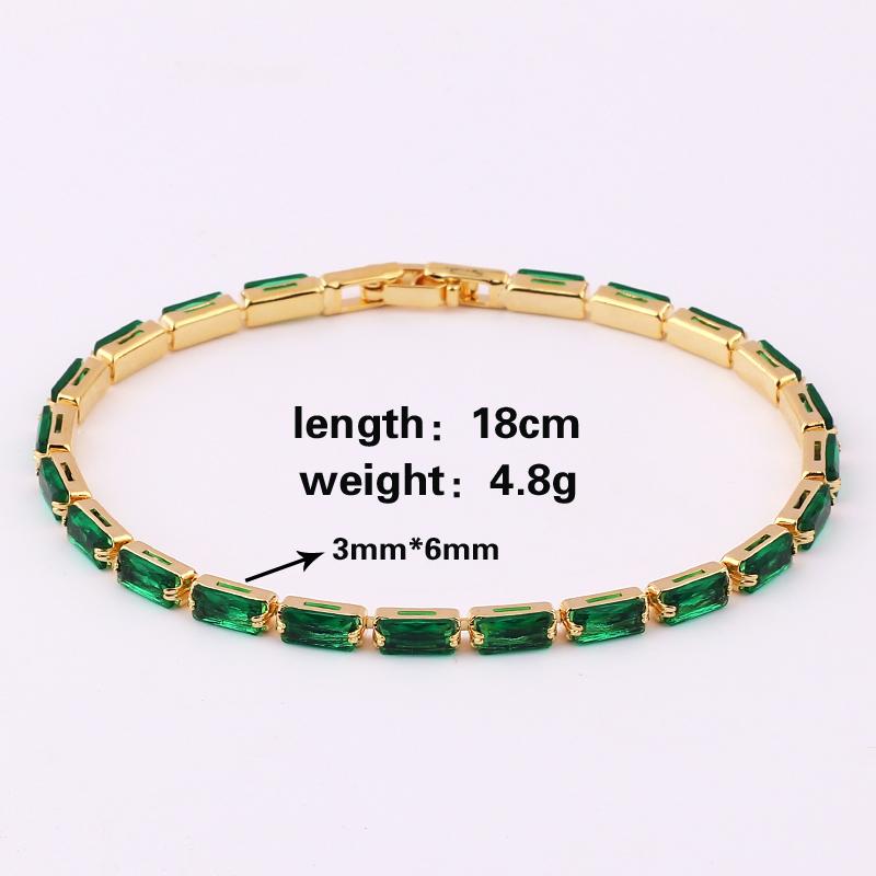 Good Quality Cubic Zirconia Green Tennis Chain Bracelets For Women 18K Gold Hand Chain CZ Chain Homme Jewelry