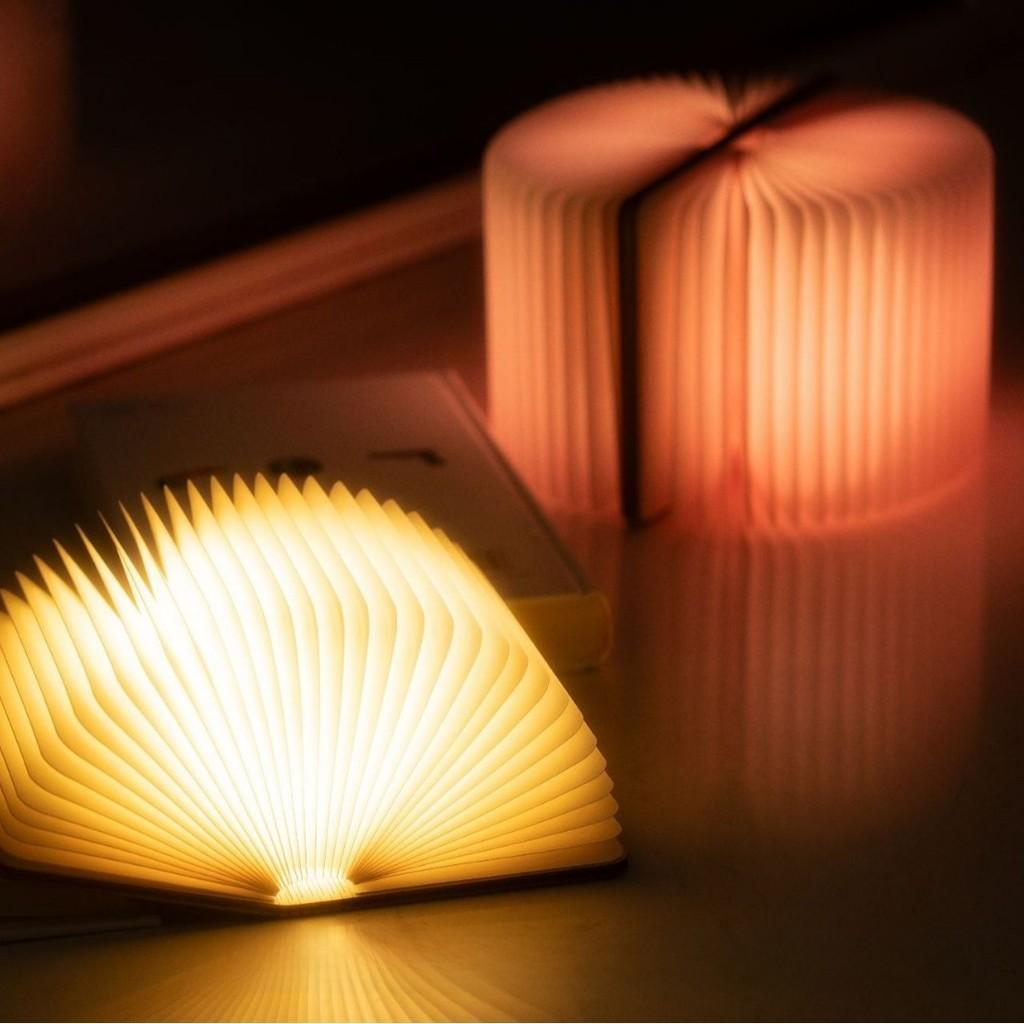 Creative Wooden Reading Light With Foldable Book Shape For Home Decor And Ambient Lighting