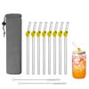 Yellow Lemon Reusable Glass Straws with Charms, 7.9'' X 8mm Cute Clear Drinking Straws for Smoothies, Coffee, Juice, Milk, Cocktails