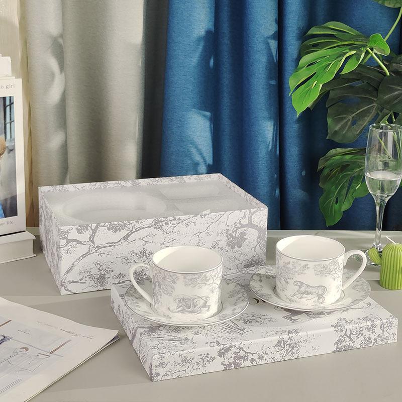 D Home Luxurious Coffee & Tea Set: Cup & Saucer for Two in Gift Box – Elegant Tableware for Afternoon Tea