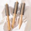 Anti-Static Wooden Handle Salon Styling Drying Tool Round Hairdressing Curling Massage Roller Comb For Real Hair Wigs Barber