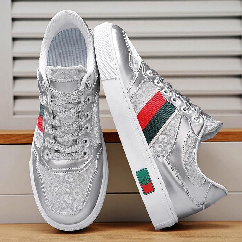 Fashion Men Leather Casual Shoes Street Trend Leopard Flat Skate Shoes Young Man Cool Sneakers