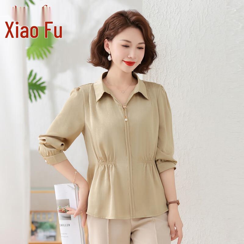 Xiaofu Spring Fashion Long Sleeve Casual Blouse for Middle-Aged Women