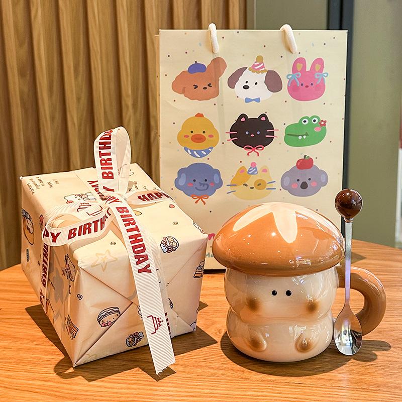 High-value Mushroom Water Cup Birthday Gift Box for Girl Friends Practical Ceramic Mug Practical Souvenir