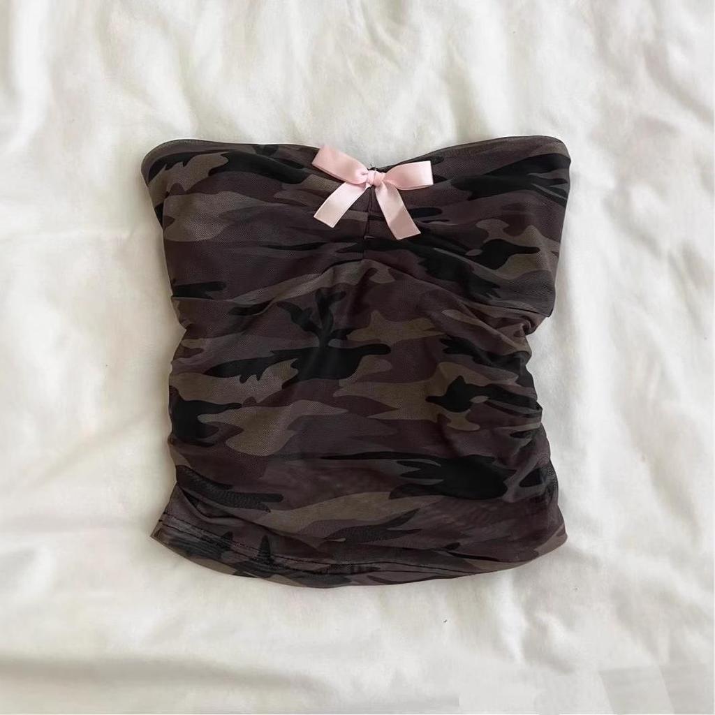Women's Y2K Retro Camo Bandeau Tank Top