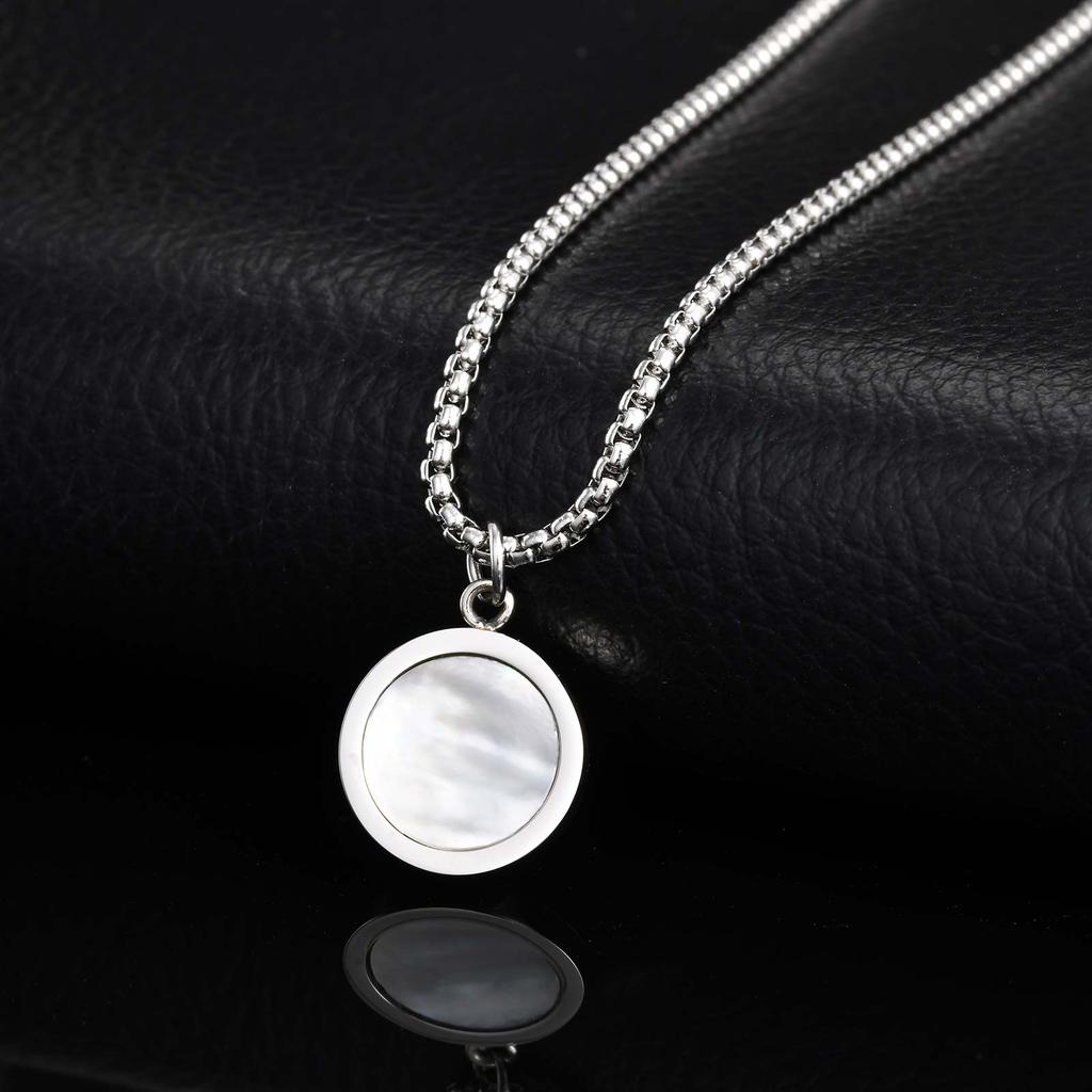 Round Pendant Necklace for Men Boys,Stainless Steel Tiger Eye Natural Stone Pendant Necklaces,Hip Hop Jewelry Gifts