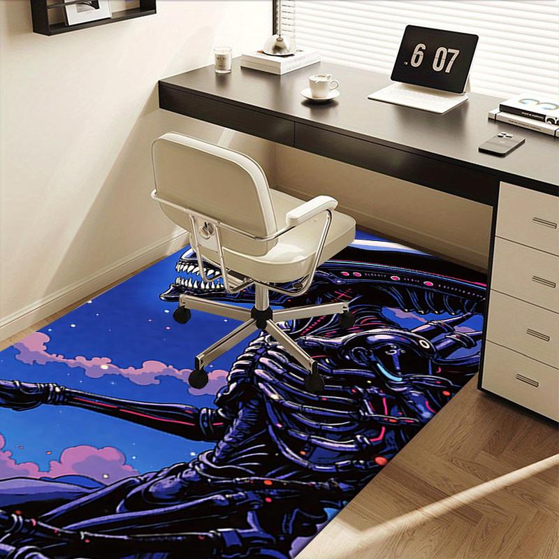 Podložka pod židli Mimozemšťan: Kancelářský koberec pod stůl, Nadrozměrný koberec pro domácí dekoraci, Podložka pod pohovku, Nápad na dárek pro kancelář a obývací pokoj