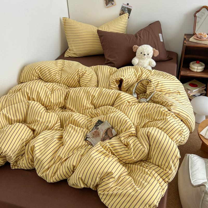 Set Biancheria da Letto Stile Righe Blu Copripiumino Federa con Lenzuolo Lenzuola per Casa Ragazzi Ragazze Camera da Letto Set Lenzuola