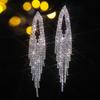 High-end Luxury Full Diamond Super Flash Long Fringed Earrings