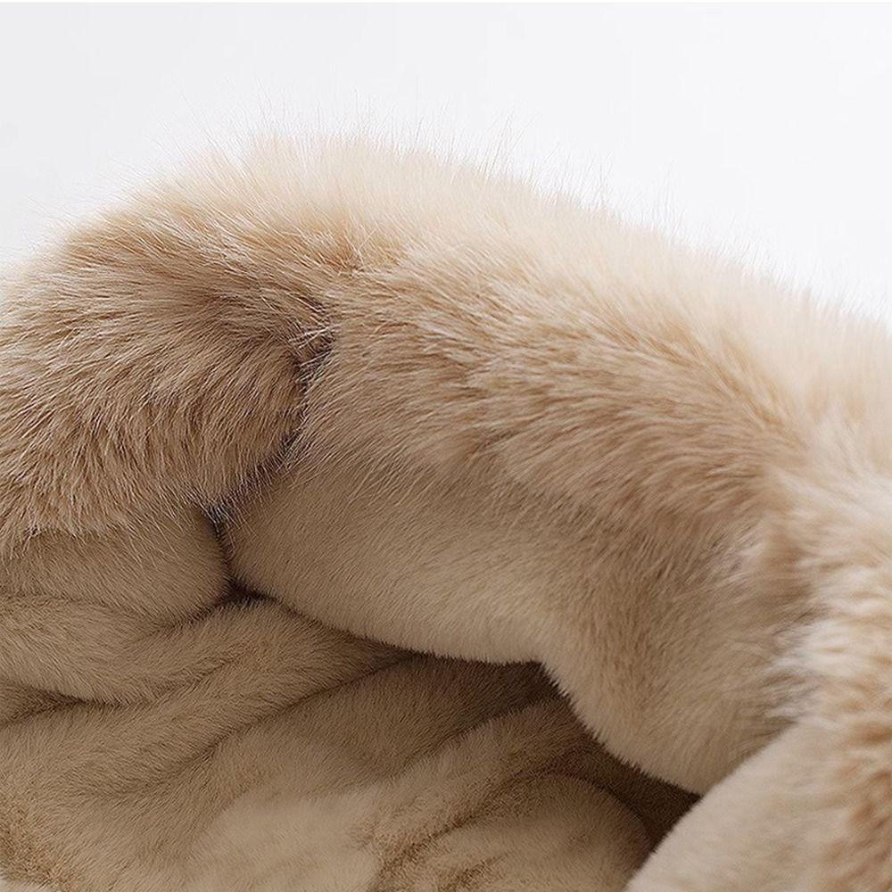 Ear Protection Bear Ears Hat Pompom Fluffy Knit Beanies Hats New Winter Hat  for Women
